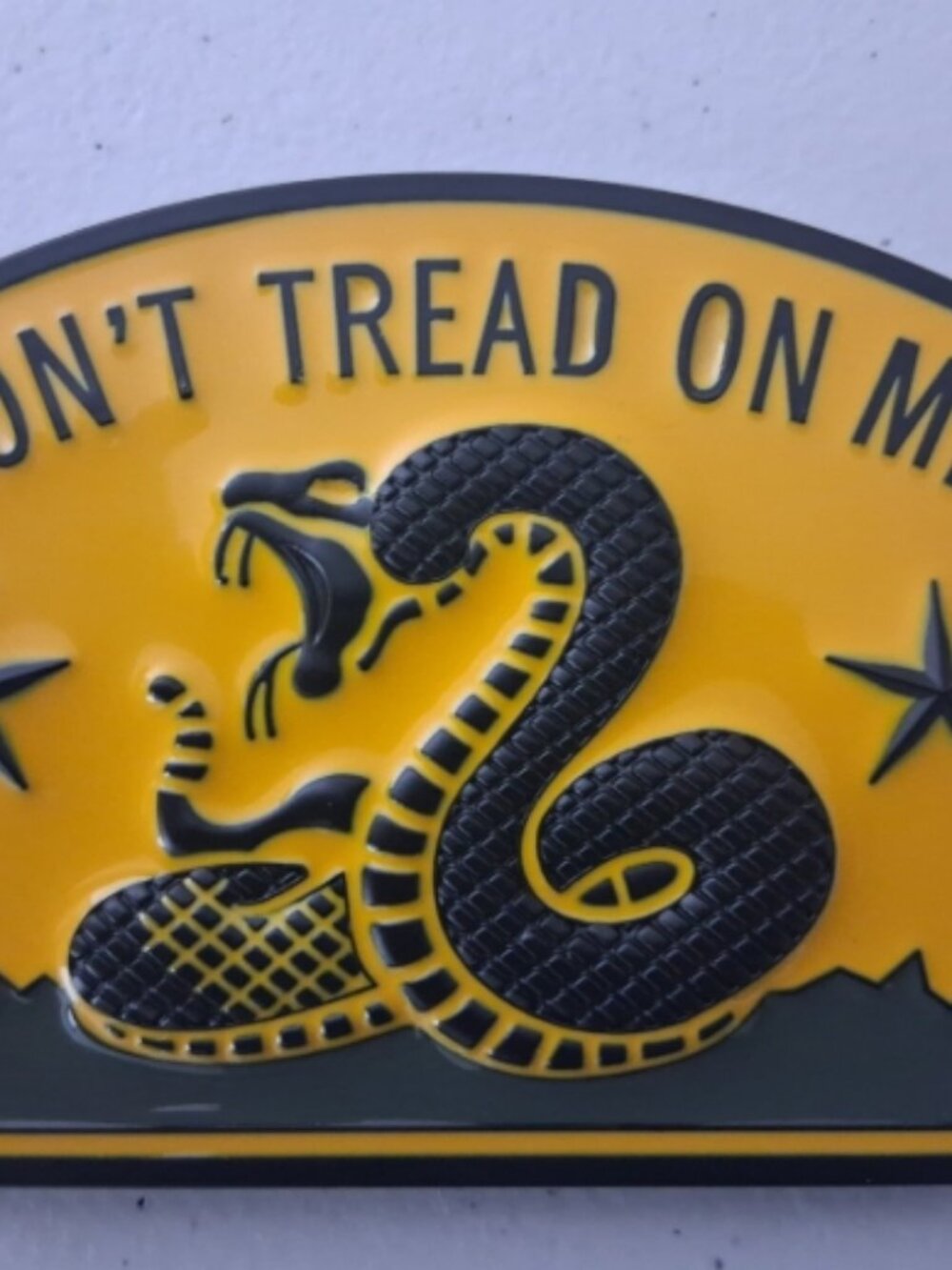 Don't Tread on Me Car Decal Metal Self Adhesive Patriotic Gadsden FLAWED.!!!